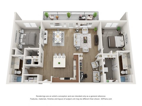 a 3d floor plan of a room with a desk and a chair